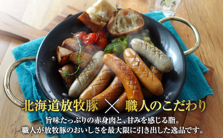 【定期便：3回】北海道産放牧豚 無添加ポークウインナー・粗挽きウインナー ×各10パック【120067】
