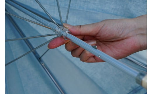 雪華模様の刺繍入り日傘（晴雨兼用・サイズ50ｃｍ・UV加工・麻50％綿50％）カラー：水色 | 日傘 50センチ 晴雨兼用  UV加工 レディース 雪の結晶 ブルー 水色 おしゃれ かわいい スタイリ