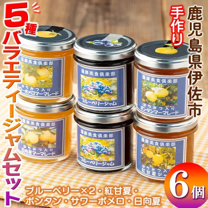 isa476 《数量限定》5種のバラエティージャム食べ比べセット(計6個・ブルーベリー×2、紅甘夏、ボンタン、サワーポメロ、日向夏)ブルーベリー 紅甘夏 ボンタン サワーポメロ 日向夏 加工食品 果物 フルーツ 詰め合わせ 果肉 柑橘 低糖 ハンドメイド ジャム ギフト マーマレード【薩摩美食倶楽部】