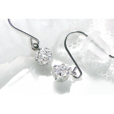 ふるさと納税 昭和町 【0.3ct】Pt900 一粒 ダイヤモンド アメリカン フックピアス |  | 02