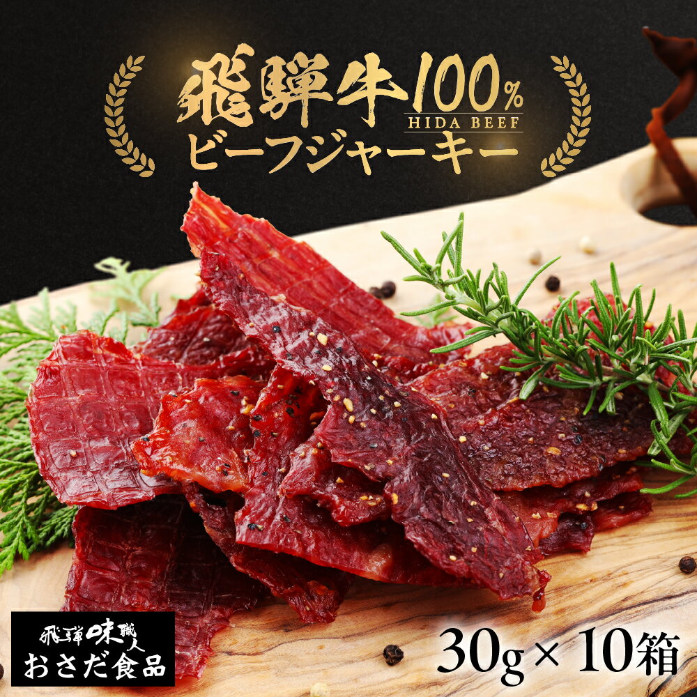 【飛騨 味職人】飛騨牛 干し肉 ビーフジャーキー 30g×10箱 珍味 おつまみ お酒のお供 つまみ 牛肉 肉 和牛 赤身 常温 人気 贈答品 ギフト 贈り物 プレゼント お歳暮 お中元 父の日 敬老の日 飛騨 ジャーキー 36000円 岐阜県 下呂市