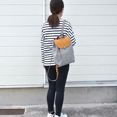 ふるさと納税 豊岡市 豊岡鞄　カルド　ミニリュック　Lグレー×イエロー |  | 03