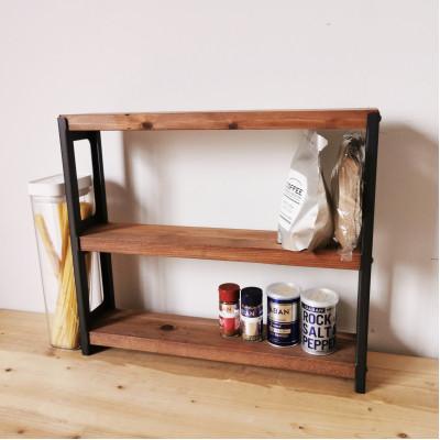 ふるさと納税 守口市 MUKUとアイアンの隙間シェルフ(ブラウン / 約47×40×10cm) |  | 02