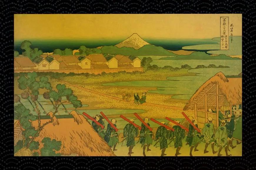 純金 ゴールド 富嶽三十六景 従千住花街眺望ノ不二 カード 1枚 1g ガラス フレーム 1個