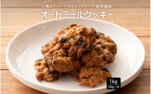 
                  雑穀米本舗 オートミールクッキー(3種のベリー) 1kg(100g×10袋)食物繊維 小腹サポート | 小麦粉不使用・砂糖不使用　スーパーフードのオーツ麦をたっぷり使用したザクザク食感のヘルシースイーツ
                