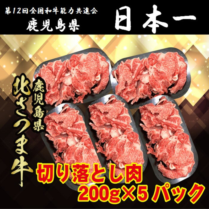 【ふるさと納税】北さつま牛 切り落とし　合計1kg（200g×5パック）AS-2034 北さつま牛 高崎牛 切り落とし鹿児島県産黒毛和牛 鹿児島県 薩摩川内市 送料無料