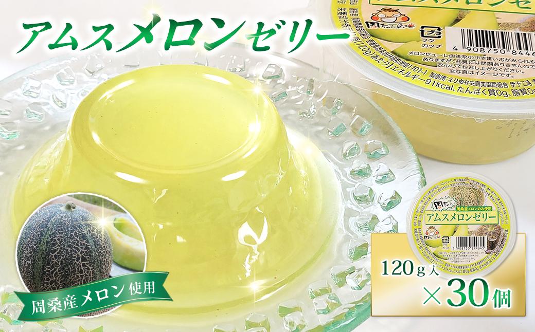 
                  ゼリー アムスメロンゼリー （カップタイプ） 120g×30個　愛媛県西条市 周桑産メロン使用　　メロンゼリー フルーツゼリー ゼリー スイーツ フルーツ 果物 ゼリー 周ちゃん広場 JA周桑  【オンライン決済限定】
                