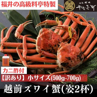 ふるさと納税 福井市 【1〜3月発送】【2杯セット】蟹料理店の訳あり茹で越前がにズワイガニ 小500〜700g足折