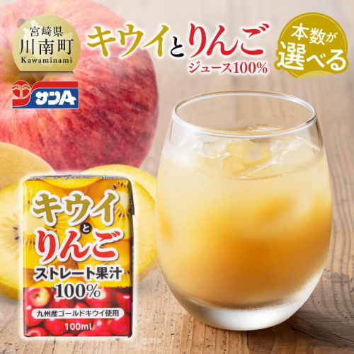 ※本数が選べる※サンAキウイとりんごジュース100％　100ml紙パック 【 飲料 ジュース キウイ りんご リンゴ 九州産 紙パック 送料無料 】