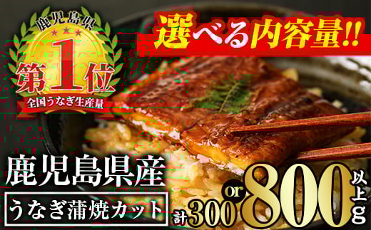 
            ＜内容量が選べる！＞無投薬！鹿児島県産うなぎ蒲焼カット(計300g以上～計800g以上・約50g×6枚～15枚) タレ・山椒付き カット鰻 鰻 カット【西日本養鰻】
          