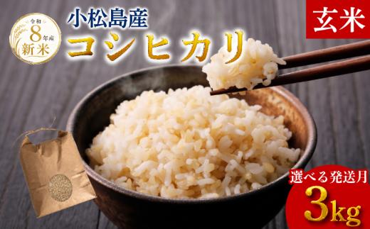 【令和8年産】【2026年11月発送】新米  コシヒカリ 3kg  米 玄米  こめ お米 産地直送  おすすめ 人気  ご飯 ごはん 小松島 コシヒカリ