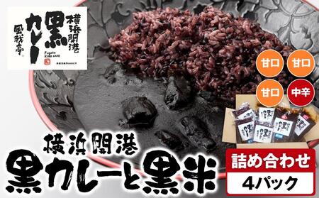 風我亭の横浜開港黒カレーと黒米の詰め合わせ　4パック【甘口3個、中辛1個】 AMK0003VC09