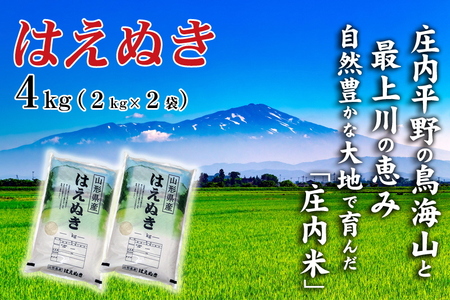 SA2855　令和7年産【精米】 はえぬき 4kg (2kg×2袋) SI