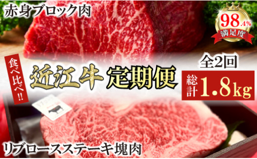 【定期便】近江牛定期便　塊肉　ブロック肉赤身霜降り食べ比べ　全2回【FO47U】
