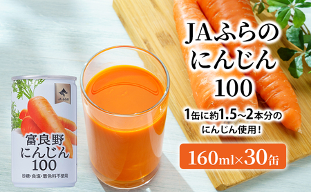 にんじんジュース  富良野にんじん100 北海道産 にんじん【160ml×30缶】