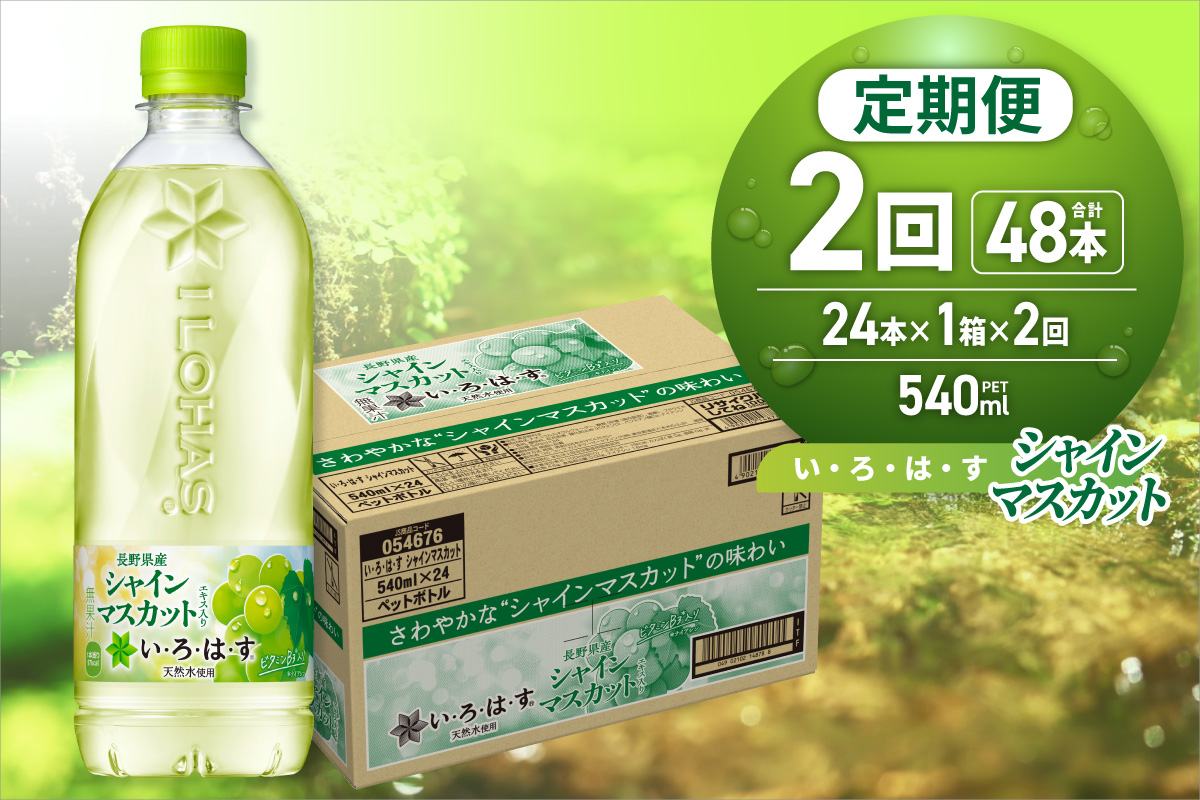 【２ヶ月定期便】い・ろ・は・す シャインマスカット540mlPET×24本｜コカ・コーラ 飲料 ドリンク 飲み物 水 フレーバー いろはす 北海道 札幌市