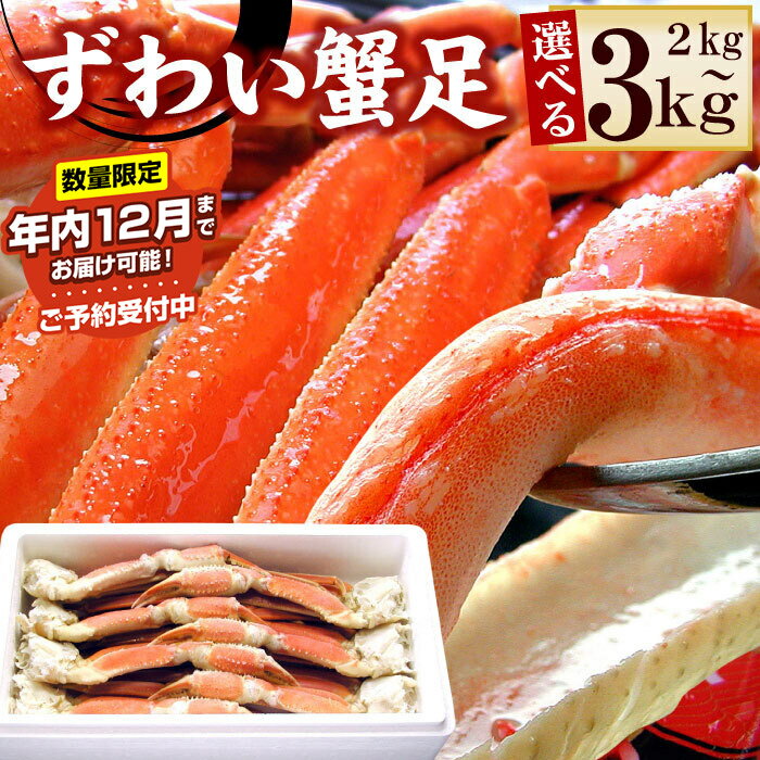 【ふるさと納税】★年内12月までお届け可能、数量限定でご予約受付中★ ボイルずわいがに足 選べる 2kg 〜 3kg ズワイガニ ずわいがに ズワイ蟹 ずわい蟹 かに カニ 蟹 北海道 根室市 海鮮
