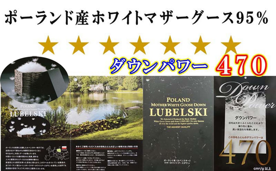 羽毛布団 縦１２０番手横１８０番手ポーランド産マザーグース95%ダウンパワー470 セミダブル CK311