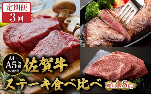
                  ＜定期便3回＞佐賀牛ステーキ食べ比べ／ 佐賀牛 国産和牛 大町町 焼肉 肉 お肉 にく 国産 佐賀牛 切り落とし ステーキ 贈り物 ギフト 佐賀県 冷凍 焼き肉 牛肉
                