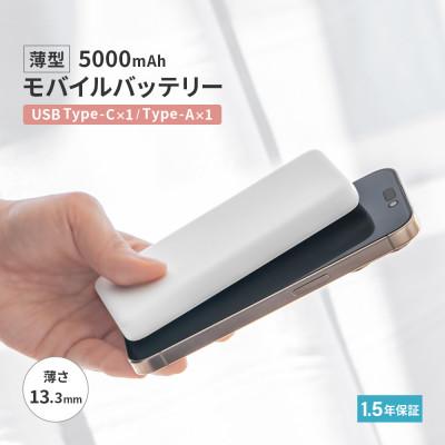 ふるさと納税 海老名市 (オウルテック) 5000mAh 最大15W出力 USB C、A出力 モバイルバッテリー ホワイト