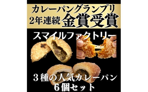 
                  【カレーパングランプリ金賞受賞店】3種の揚げたて冷凍カレーパン詰め合わせセット【計6個】【smlf0002】
                