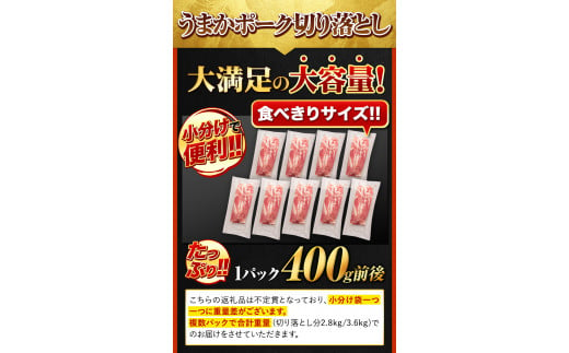 12ヶ月定期便 熊本うまかポーク 切り落とし セット【全パック切り落とし】 計3.6kg 《お申込み月の翌月から出荷開始》---fn_fuptei_23_134500_mo12num1_kir---