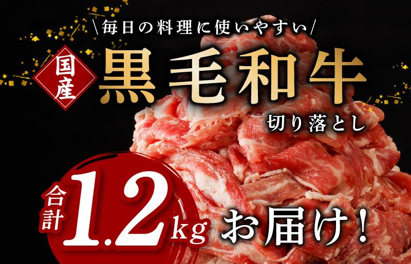 【3パック】味付け 黒毛和牛切り落とし 1.2kg 小分け 400g×3 訳あり 部位不揃い 特別寄附金額 G1267