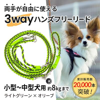 ふるさと納税 掛川市 【犬用】3WAYハンズフリーリード(小型〜中型犬用)ライトグリーン×オリーブ【ゴールデンママ】