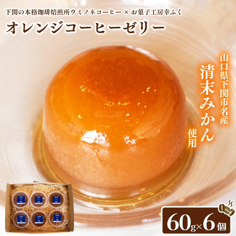 【ふるさと納税】 オレンジコーヒーゼリー 60g×6 果物 くだもの フルーツ 柑橘 みかん 清末みかん スイーツ デザート おやつ ゼリー コーヒー 珈琲 自家焙煎 プレゼント ギフト 贈り物 贈答 中元 お歳暮 記念日 父の日 母の日 お菓子工房 幸ふく ウミノネコーヒー 下関 山口