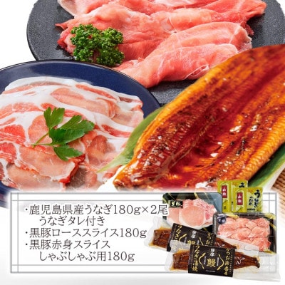 鹿児島W名物!鰻360g(180g×2尾)×黒豚しゃぶしゃぶ用(ロース/赤身)各180g　B4-7【配送不可地域：離島】