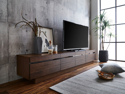 【開梱・設置】ミリオン 210cm テレビボード（ウォールナット）　AX054