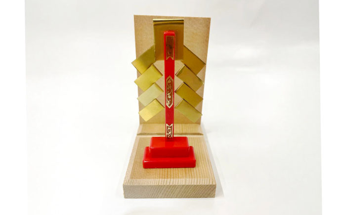 神棚・金幣付き赤 御札立てショート 小林商事/広島県福山市 御札立て お札立て 神棚 モダン神棚 省スペース 桧 ひのき 木製 一人暮らし マンション 事務所 オフィス 御札 宮大工 [BAEA024