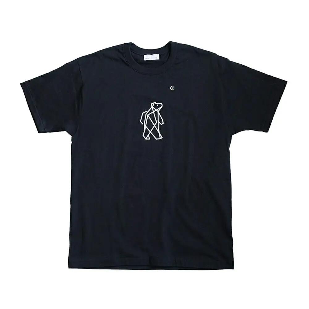 「知床トコさん」×久米繊維 　コットンTシャツ Lサイズ・ブラック　折り紙柄　半袖