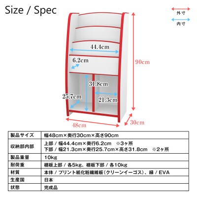 知育家具シリーズ　マガジンラック　48cm幅(ホワイト)　MRJ-48HW【1414576】