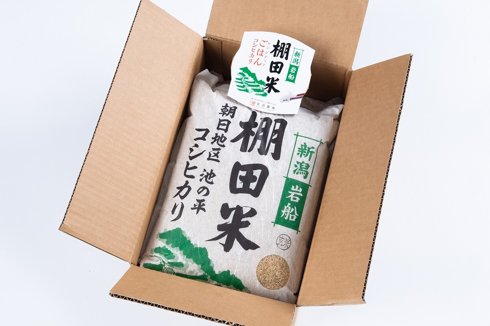 【新米受付・令和7年産米】【定期便：2ヶ月連続でお届け】 新潟県村上市岩船産 棚田米 コシヒカリ 玄米10kg ＋ 棚田米コシヒカリのパックごはん(150g×1個)×2ヶ月 1067123N