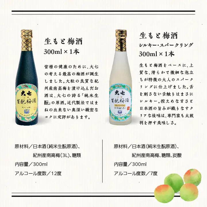《2026年11月下旬以降順次発送》大七酒造 梅酒飲み比べセット「生もと梅酒 極上品720ml」「生もと梅酒300ml」「生もと梅酒シルキースパークリング300ml」合計3本【道の駅「安達」智恵子の里