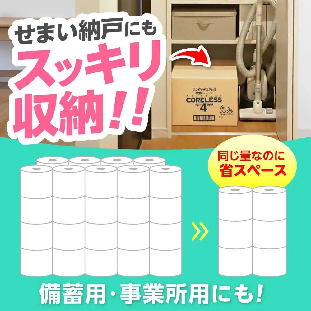 トイレットペーパー シングル 4倍巻 200m 6ロール×6P [VAA167]トイレット