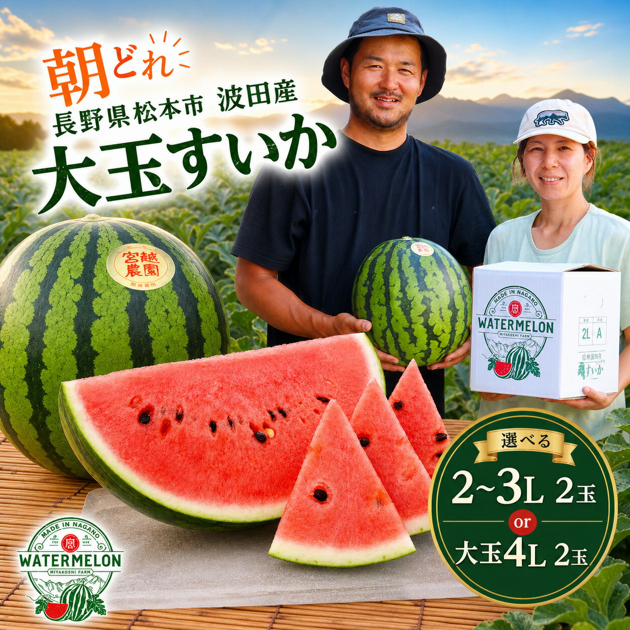 【ふるさと納税】【先行受付：2027年発送】【選べる】松本市 波田産 すいか 2玉入り │ 信州 松本市 長野県 西瓜 すいか 果物 大玉 スイカ フルーツ くだもの 旬のスイカ 大玉スイカ シャリ感 ふるーつ