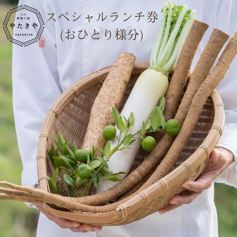 【ふるさと納税】うだ薬湯の宿 やたきや ふるさと納税 スペシャルランチ券（1名様分）／ イタリアン ランチ 古民家 ホテル 旅行 宿泊 ペット と 一緒に泊まれる宿 宿 犬 薬湯 大自然 ギフト券 チケット なつかしいみらいクリエイター 奈良県 宇陀市
