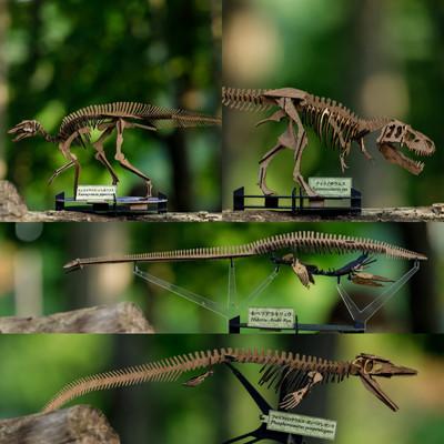 ふるさと納税 むかわ町 3D恐竜ペーパーパズル 大迫力 4点セット