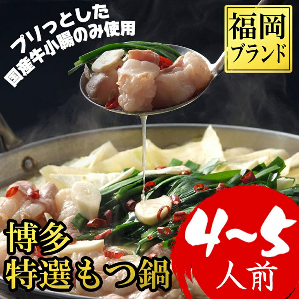 【ふるさと納税】【福岡ブランド】博多もつ鍋(プリプリの国産牛小腸のみ使用、4～5人前)(2パック小分)醤油味[a0800][炭焼豚丼と塩ホルモンの店 西北の杜]【返礼品】添田町 ふるさと納税