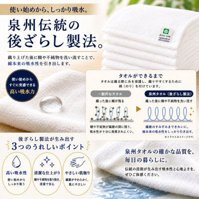 【泉州タオル】白フェイスタオル5枚セット 綿100% 高吸水 後晒し 日本製