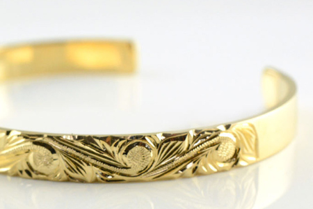 ブレスレット K18 ハワイアン バングル 約18cm [シエロ 山梨県 中央市 21470672] アクセサリー ジュエリー アクセ 18金 ハワイ ゴールド イエローゴールド 波 彫金 メンズ レ