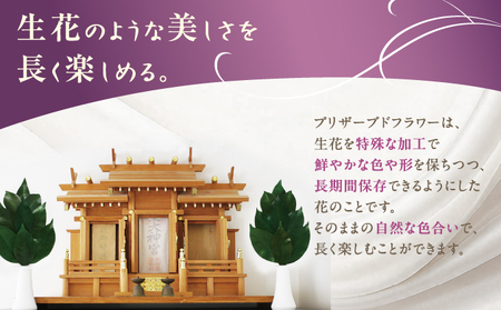 プリザーブド 榊 Mサイズ（1対 2束）【天然 国産 サカキ 神棚 神具 祭壇 玉串 神事 仏壇 仏花 お供え お墓 お盆 お彼岸 新盆 祭 水かえ不要 枯れない プリザーブドフラワー】