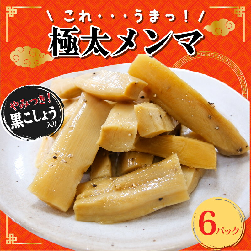【ふるさと納税】 極太メンマ 6パック ピリッと黒胡椒 メンマ 中華 惣菜 漬物 黒こしょう おつまみ おかず おやつ ごはんのおとも ごはん ラーメン 晩酌 酒 ビール 日本酒 と一緒に 本格中華 簡単 時短 アレンジ 宮野食品工業所 新潟県 新発田市 新潟 新発田 miyano016