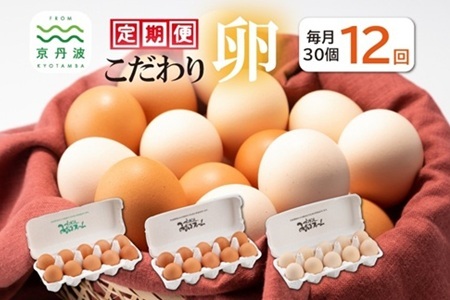 【卵 定期便12か月】京丹波3種のこだわりたまご 卵30個