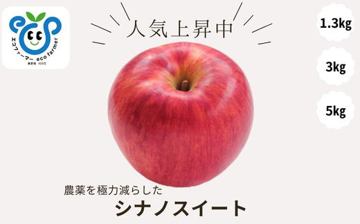 
            【信州松川町産】 りんご シナノスイート  約1.3kg～約5kg／10月中旬発送開始予定 // 長野県 南信州 オリジナル品種 減農薬栽培 エコファーマー認証農家 りんご3兄弟 HF
          