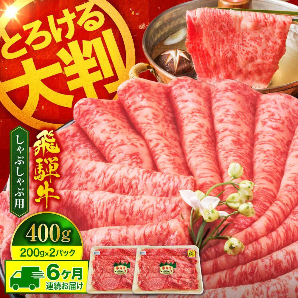 【ふるさと納税】【6回定期便】A5ランク 飛騨牛 しゃぶしゃぶ用 400g（200g×2）総計2,400g【有限会社マルゴー】牛肉 和牛 国産 [MBE068]
