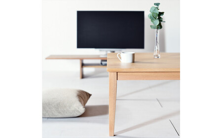 【シンプルモダンな家具のお部屋に】 シャープなデザインのＮＯ１センターテーブル100×100 オーク ローテーブル 無垢材 国産 大川家具