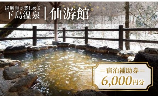 下島温泉【仙游館】宿泊補助券（6,000円分）旅館 温泉 旅行 下呂市 宿泊券 小坂 せんゆうかん